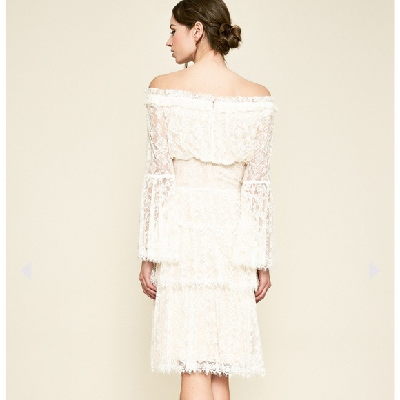 Tadashi Shoji Jacquin off shoulder lace dress size 10 - Picture 2 of 10